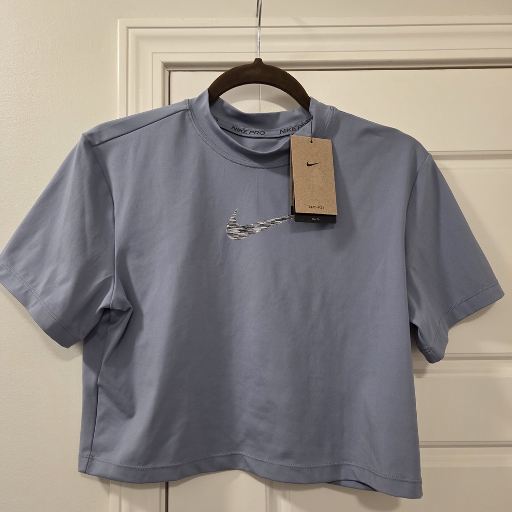 NEW Nike Pro Women's Dri-fit Blue Crop Top